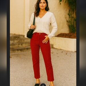 Current / Elliot Red Orange Corduroy Trouser Pants